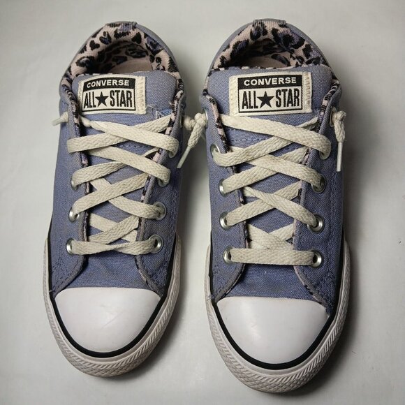 Converse All Star Shoes Junior Youth Size 1 Lavender Purple Cat Print Low Top - Picture 5 of 16